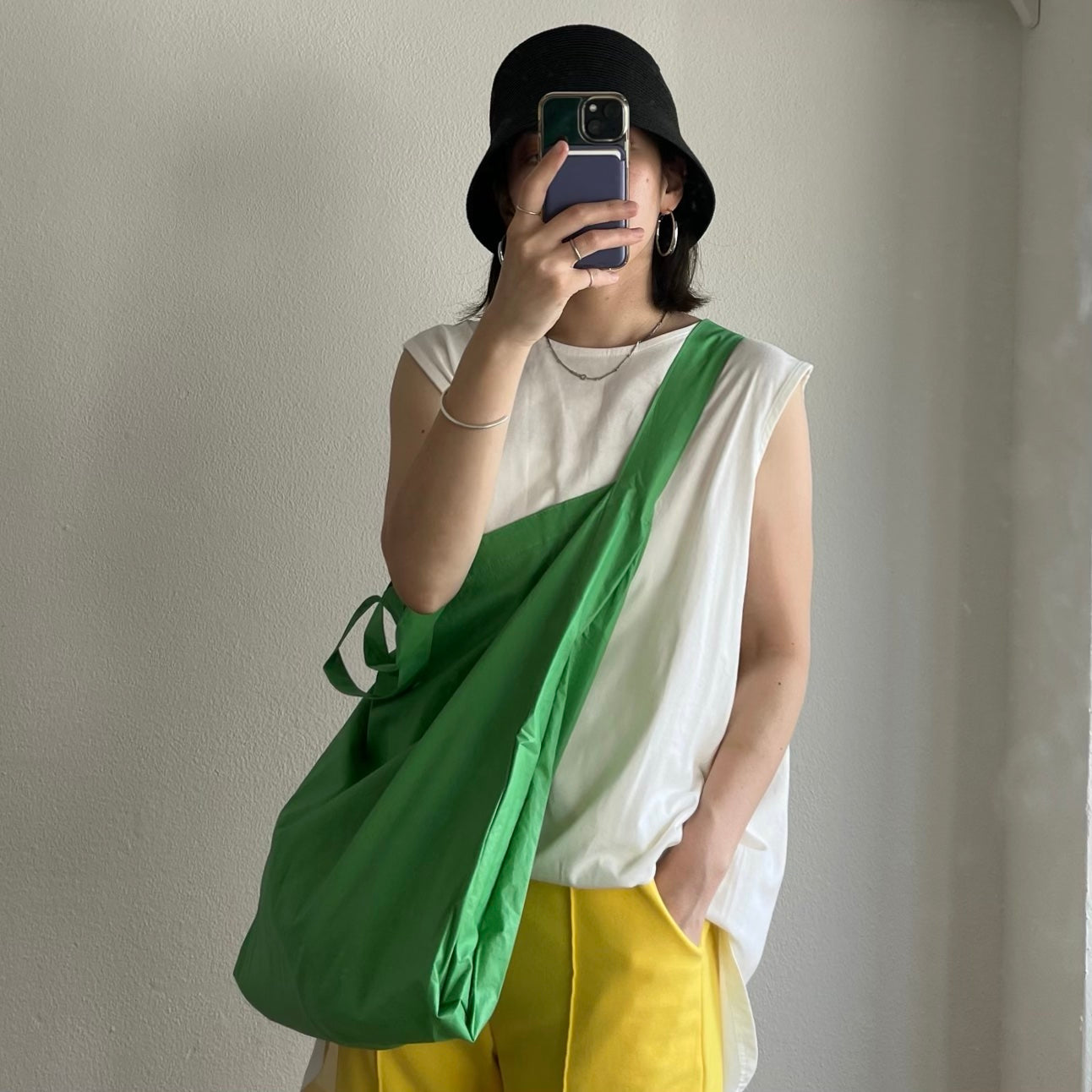 【SAMPLE】2way wide shoulder tote bag（blackのみ）