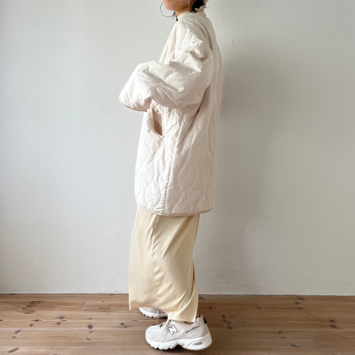 2点SET】quilting liner coat + boa vest set / ivory | wee9s