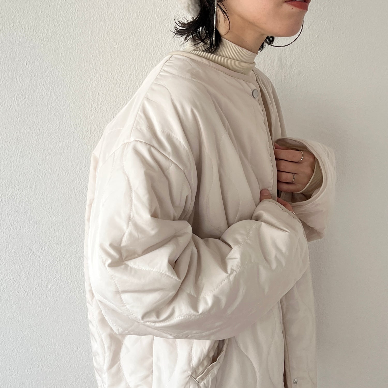2点SET】quilting liner coat + boa vest set / ivory | wee9s