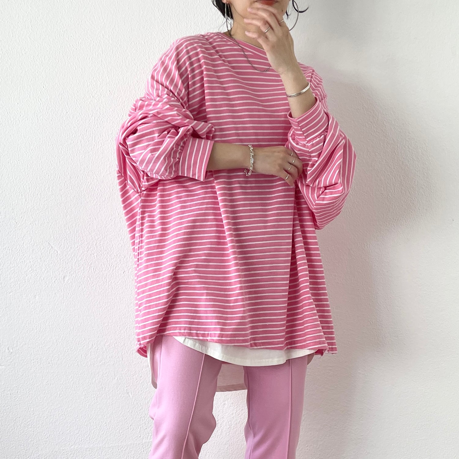 center line relax sweat pants / baby pink