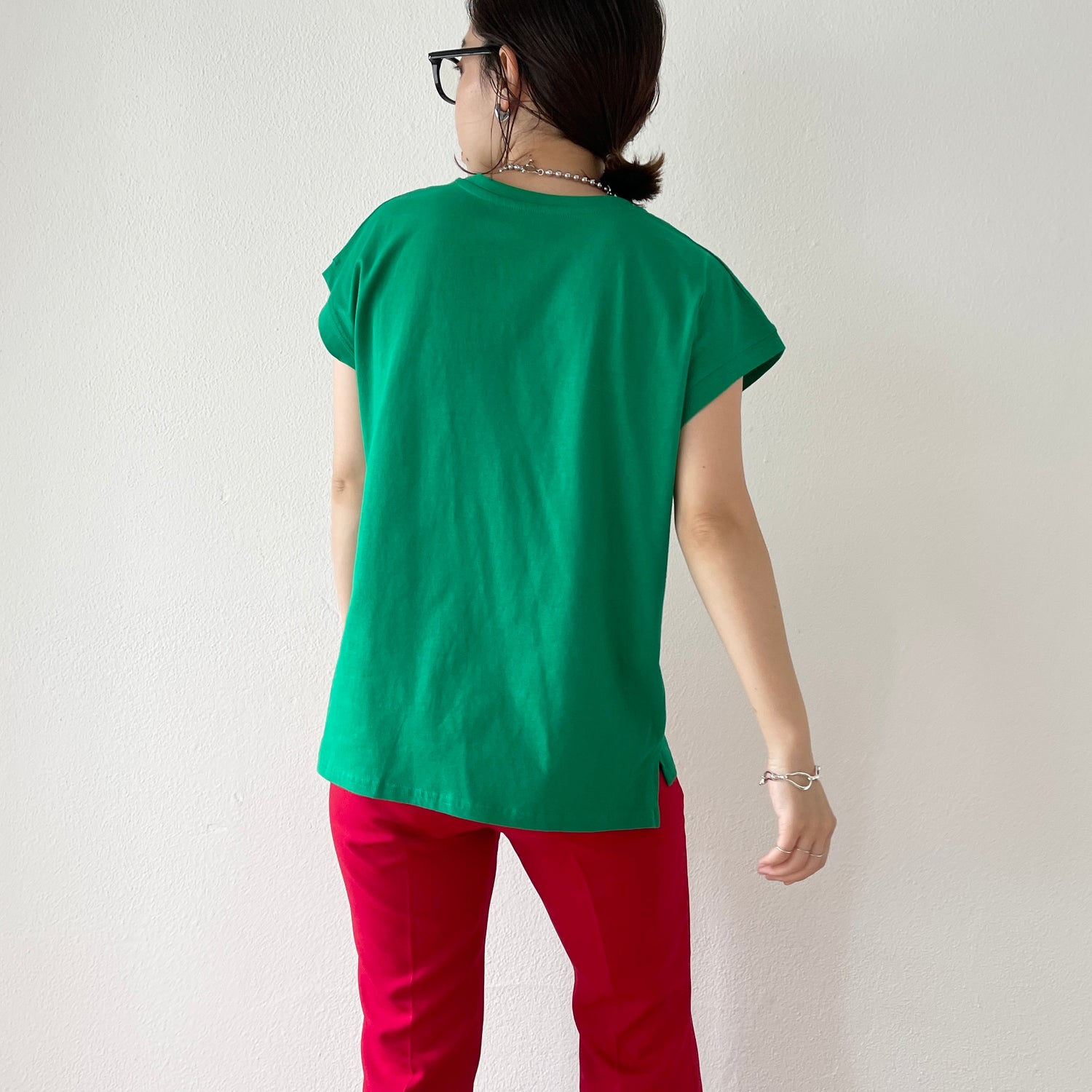 daily french sleeve tee / green