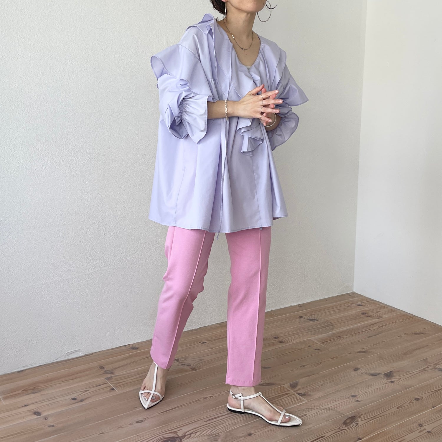 center line relax sweat pants / baby pink
