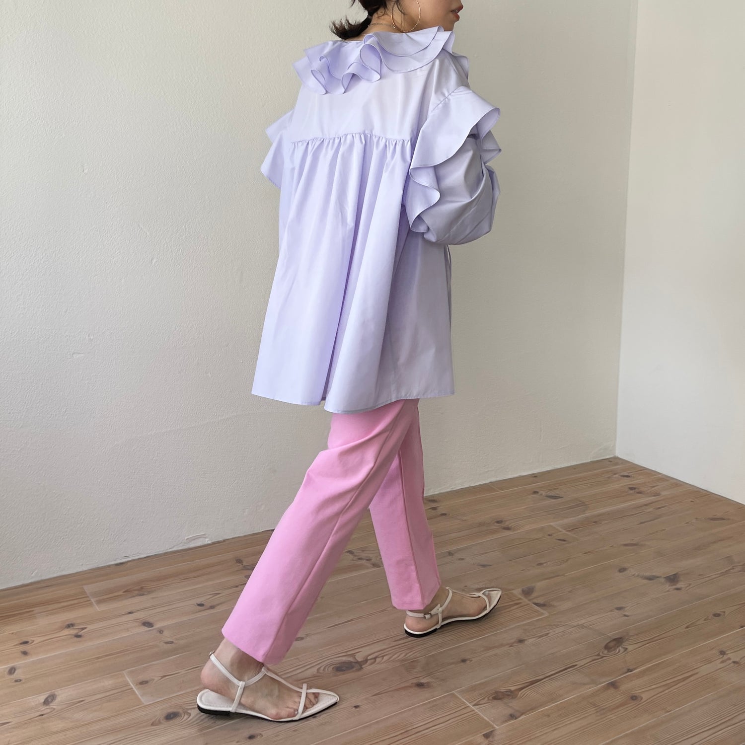 【SAMPLE】center line relax sweat pants / baby pink