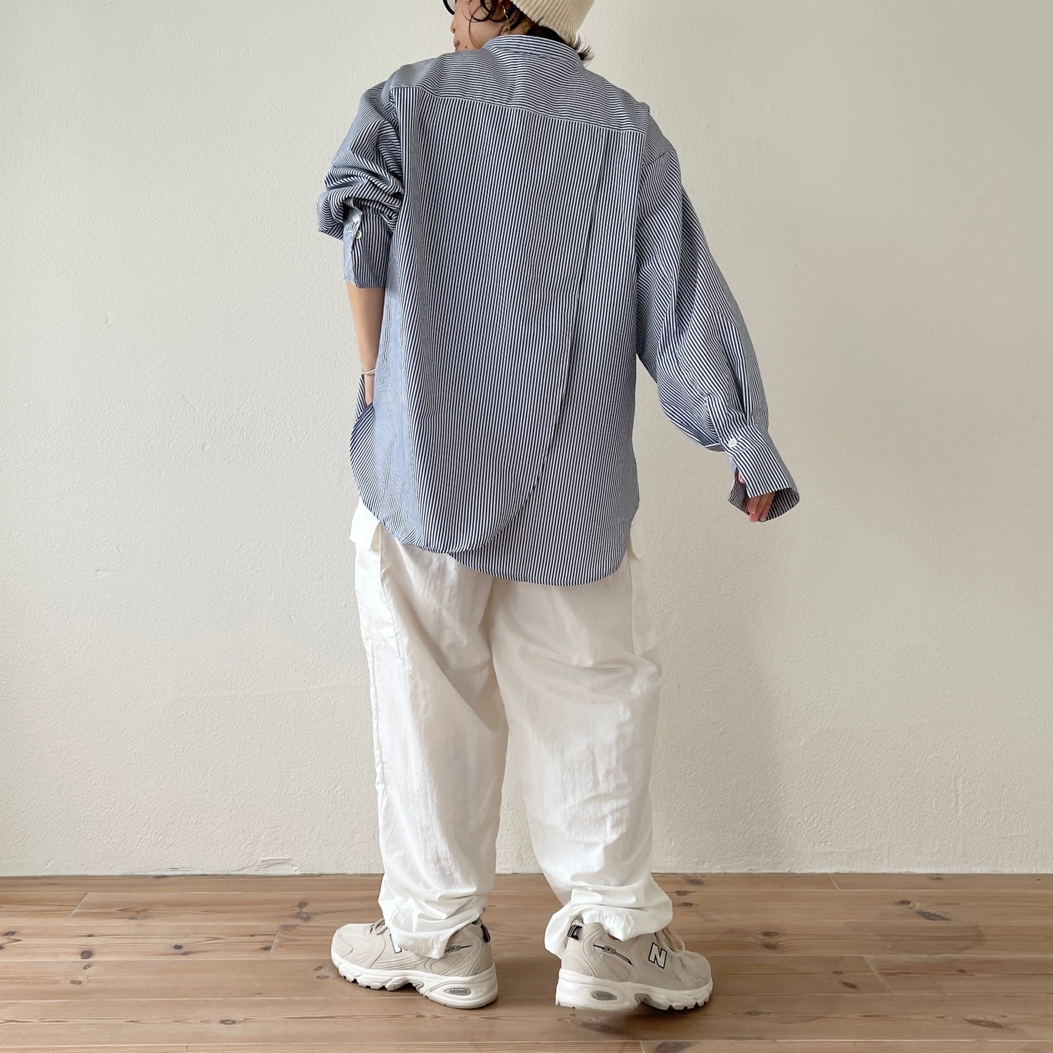 over size stripe shirt / navy | wee9s | ウィークス オフィシャル