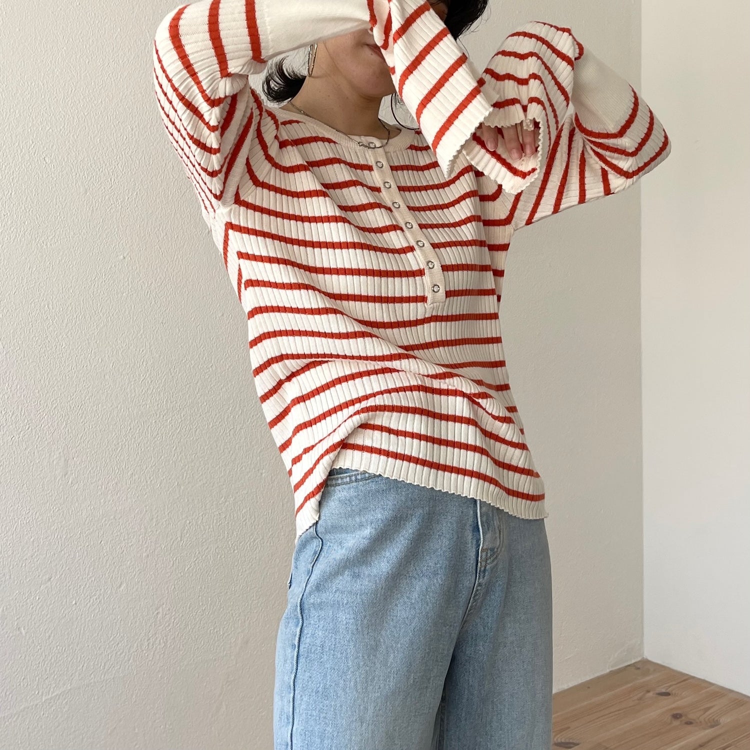 flare sleeve knit po / orange