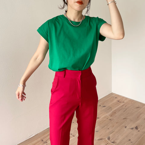 daily french sleeve tee / green