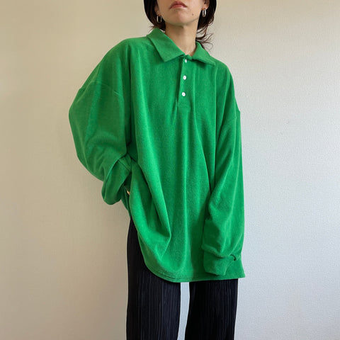 【SAMPLE】over size polo design pile tops / green