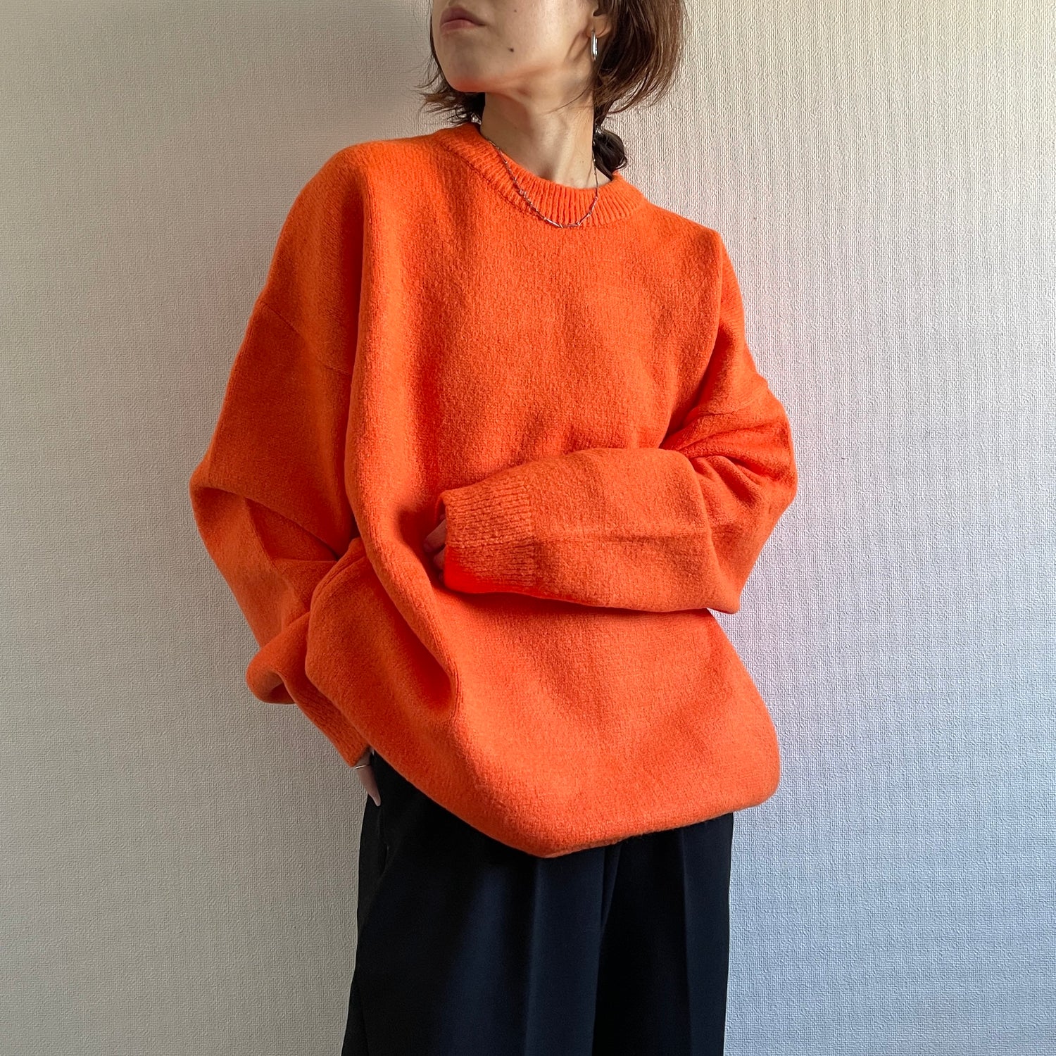 over size loose knit / orange