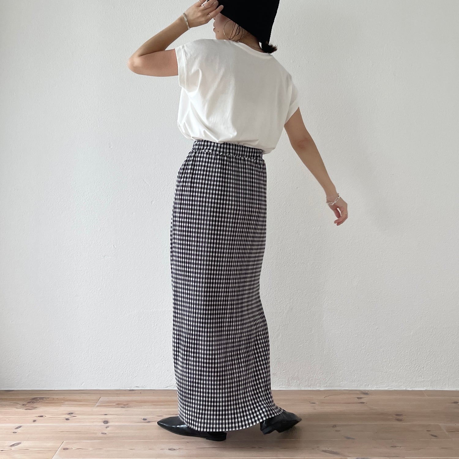 gingham check pleats skirt / black （ギンガムチェックプリーツ