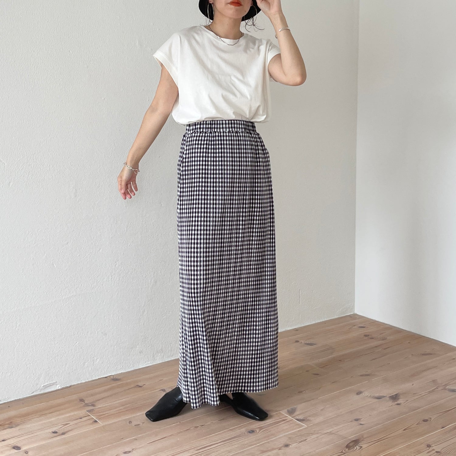 gingham check pleats skirt / black （ギンガムチェックプリーツ