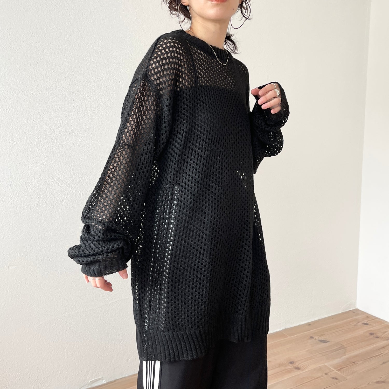 super loose mesh knit / black