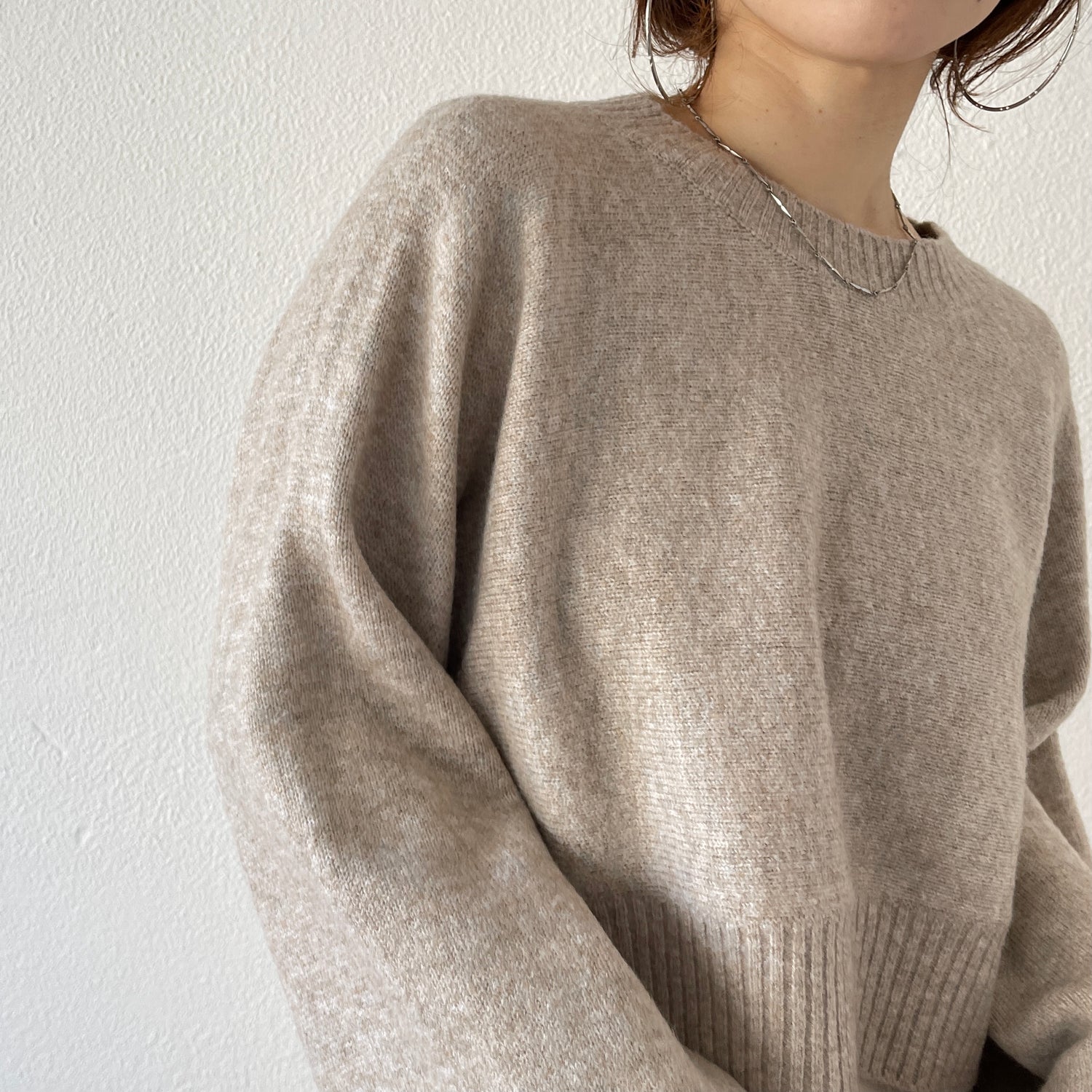 wide sleeve short knit / beige （ワイドスリーブショートニット