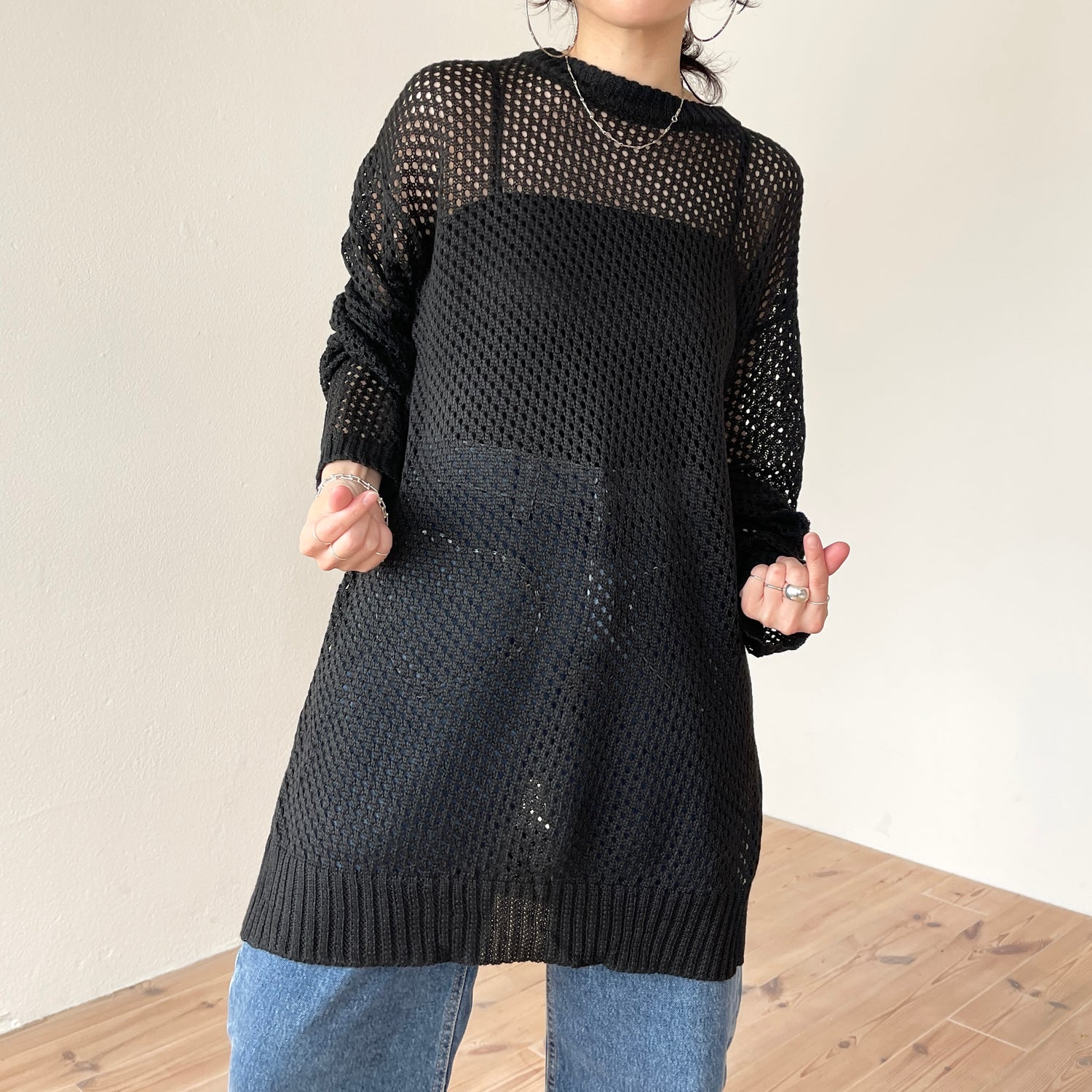 super loose mesh knit / black